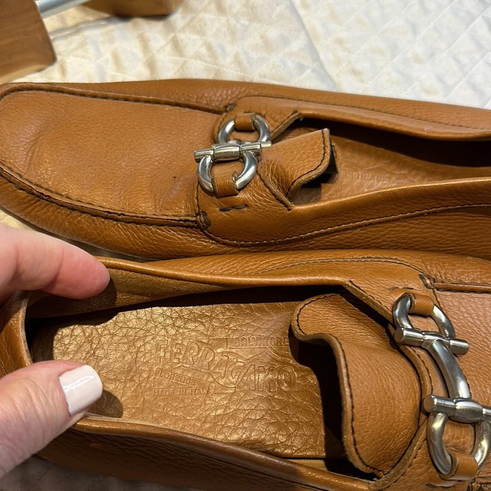 Salvatore Ferragamo Men's Leather Bit Loafers in Cognac Brown
